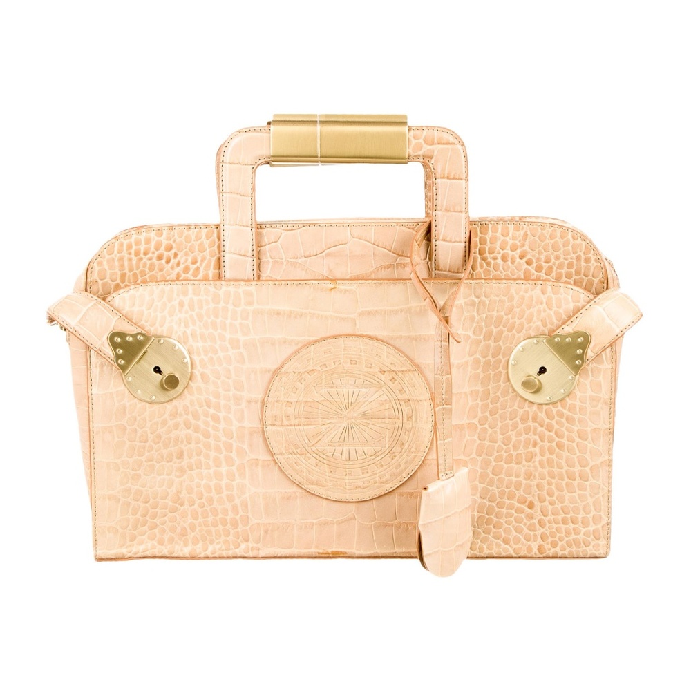 ZAC POSEN EMBOSSED LEATHER HANDLE BAG